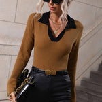 Zeagoo Bell Sleeve Lapel Sweater