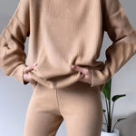 Zeagoo Chic Turtleneck Top and Slim Trousers Two-piece Set