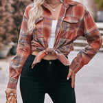Zeagoo Loose Fit Plaid Shirt Casual Long Sleeve Lapel Collar Button Tunic Tops