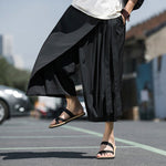Fake Two-piece Thin Strappy Loose Pleated Pants