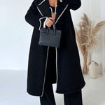 Zeagoo Edge Decorated Wool Longline Coat Thickened Loose Outerwear for Women Casual Work Office Loose Fit 2026 | Under $25