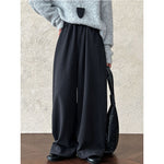 High-waisted Elasticated Casual Straight Trousers