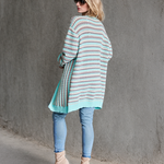 Zeagoo Women's Contrast Striped Sweater Cardigan