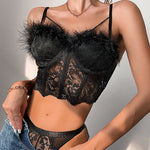 Zeagoo Bustier Corset Top Lace Fishbone Feather Tassel Pure Desire Vest