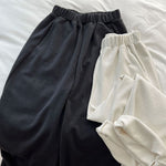 High-waisted Elasticated Casual Straight Trousers