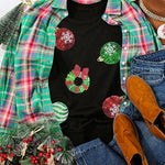 Zeagoo Black Sequined Christmas Graphic Pullover Sweatshirt
