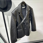 Vintage Pu Leather Suit Jacket