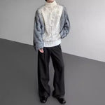 Fur Patchwork Twisted Turtleneck Sweater