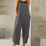 Zeagoo Women's Button Pocket Playsuit Romper Women Strap Long Solid Casual Jumpsuits