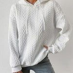 Zeagoo Cable Textured Drop Shoulder Drawstring Hoodie Sweatshirts