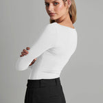 Zeagoo Cutout Long-sleeved Pitted T-shirt Bodysuits