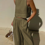 Zeagoo Crop Tops Wide Leg Pants Set