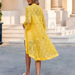 Zeagoo Women Lace Crochet Coverups Open Front Cardigan Sheer Cover Up 3/4 Sleeve Kimono (US Only)