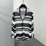 Thin Color Contrast Stripe Hollow Shirt