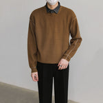 Color-blocked Faux Two-piece Knit Sweater