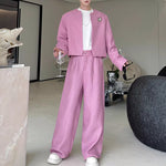 Woolen Metal Suit Jacket Wide-leg Trousers Two-piece Suit