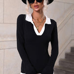 Zeagoo Bell Sleeve Lapel Sweater