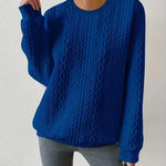 Zeagoo Cable Knit Drop Shoulder Sweatshirt