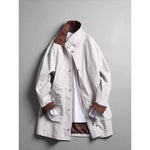 Color-blocked Lapel Mid-length Loose Casual Coat