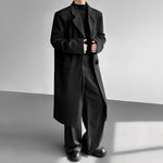 Jacquard Scarf Over-the-knee Wool Coat