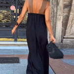Clara - Two-tone backless maxi dress