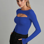 Zeagoo Cutout Long-sleeved Pitted T-shirt Bodysuits