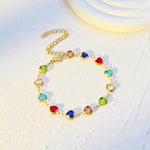 Bérénice™ | Gold Bracelet with Multicolored Hearts