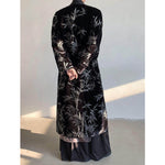 Silver Bamboo Embroidery Loose-fitting Long Taoist Robe