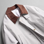 Color-blocked Lapel Mid-length Loose Casual Coat