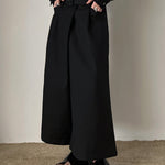 Dark Belt Cropped Wide Leg Pants