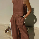 Zeagoo Crop Tops Wide Leg Pants Set