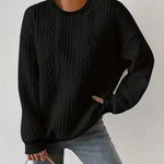 Zeagoo Cable Knit Drop Shoulder Sweatshirt