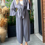 Zeagoo Women's Casual Comfort Set Loose Cardigan Top & High-Waist Wide-Leg Pants with Pockets
