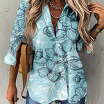 Zeagoo Vintage Floral Shirt Tops Casual Lapel Neck Long Sleeve Fitted Blouse