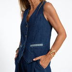 Zeagoo Casual Denim Slim-fit Sleeveless Vest Waistcoats