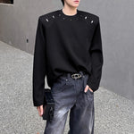 Metallic Embellished Padded Shoulder Pullover T-shirt