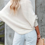Zeagoo Bat Sleeve Twist Knitwear Loose Pullover, Off-shoulder Sweater