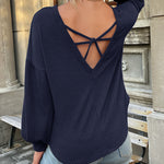 Zeagoo Long Sleeve Backless Hollow Knit Sweater for Women Casual Work Office Loose Fit 2026 | Under