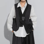 Asymmetrical Black Loose Vest