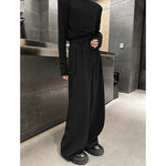 Straight High-waisted Draped Pleated Wide-leg Trousers