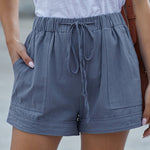 Zeagoo Casual Elastic Waist Drawstring Pocketed Loose Shorts Pants