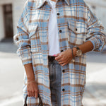 Zeagoo Button Down Oversized Flannel Plaid Print Shirt Jacket