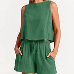 Zeagoo 2 Piece Outfits Sets Sleeveless Crop Top Tank Shorts Sets