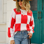 Zeagoo Color Block Polo Plaid Sweater