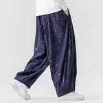 Corduroy Printed Casual Wide-Leg Pants