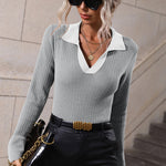 Zeagoo Bell Sleeve Lapel Sweater