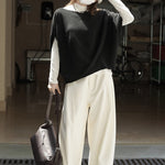 Sleeveless Crew Neck Loose Sweater