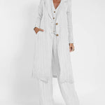 Zeagoo Casual Stripes Slim Fit Long Blazers Collar Jacket With Flap Pockets