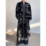 Silver Bamboo Embroidery Loose-fitting Long Taoist Robe