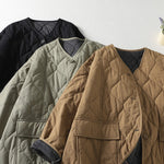 Quilted Crew Neck Loose Retro Jacket